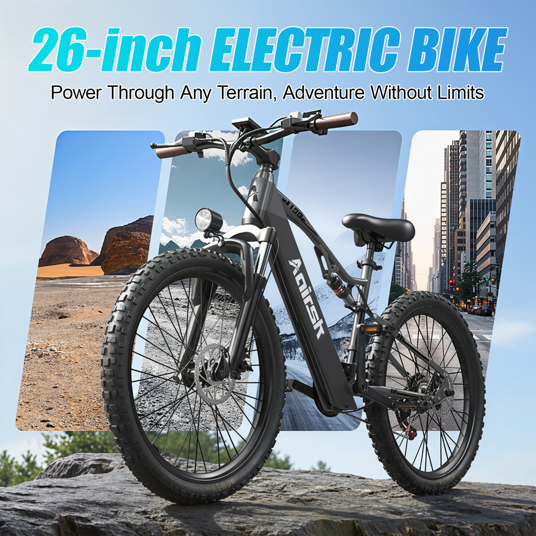 Aairsk XT90 26″Electric Bike with Full Suspension Peek 1500W Motor