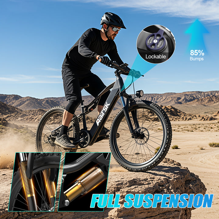 Aairsk XT90 26″Electric Bike with Full Suspension Peek 1500W Motor