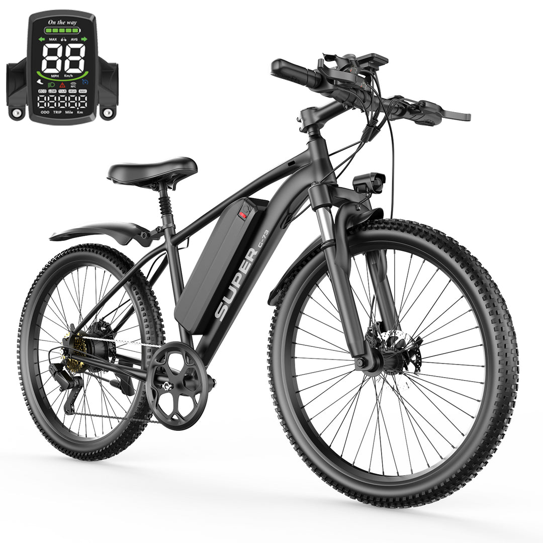 GUNAI Super-G73 26'' Electric Mountain Bike 250W Motor 7-Speed E-Bike with Suspension Fork LED Light Disc Brake