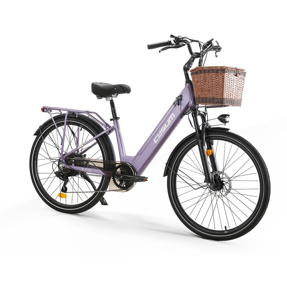 Cysum X-City 26 Inch Electric Bike 250W 48V 10.4Ah Removable Battery 25KM/H 7-Speed City Commuter E-Bike