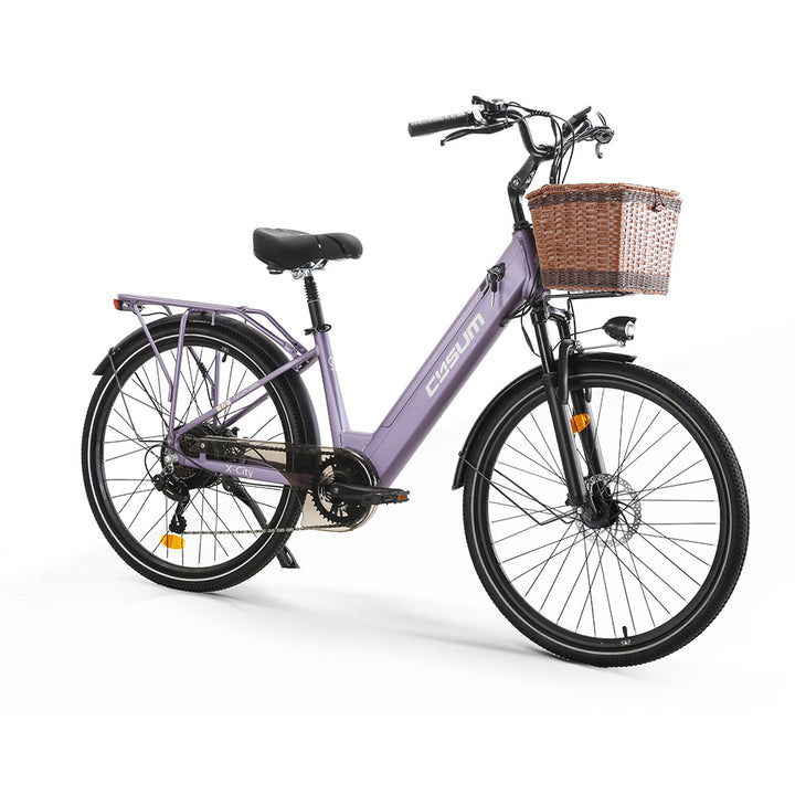 Cysum X-City 26 Inch Electric Bike 250W 48V 10.4Ah Removable Battery 25KM/H 7-Speed City Commuter E-Bike