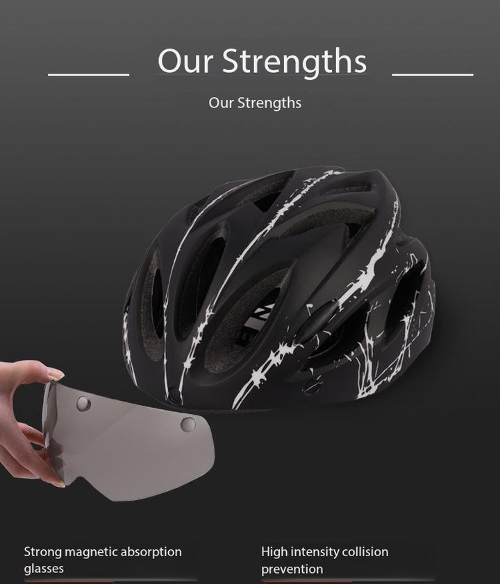 Helmet with Flashing Taillight, Wind Goggles