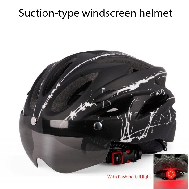 Helmet with Flashing Taillight, Wind Goggles