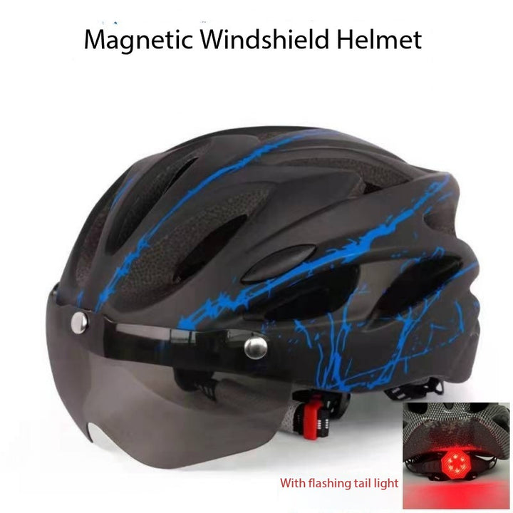 Helmet with Flashing Taillight, Wind Goggles
