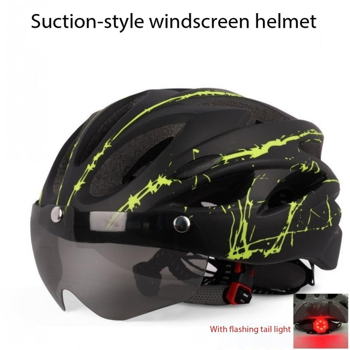 Helmet with Flashing Taillight, Wind Goggles