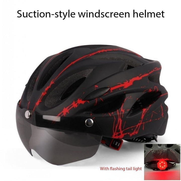 Helmet with Flashing Taillight, Wind Goggles