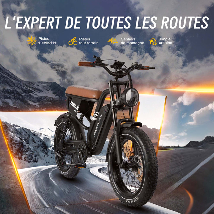 MAXTURN MX10 Electric Bike 48V 13Ah 500W Peak Motor Recommended Top Speed 25KM/H(45KM/H no limite) 20*4.0inch Tires 80-100KM Max Range 180KG Max Load Electric Bicycle